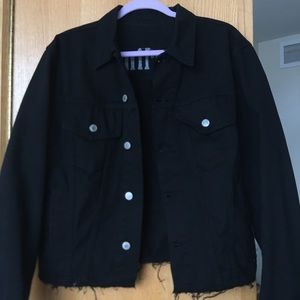 Brandy Melville Black Distressed Denim Jacket